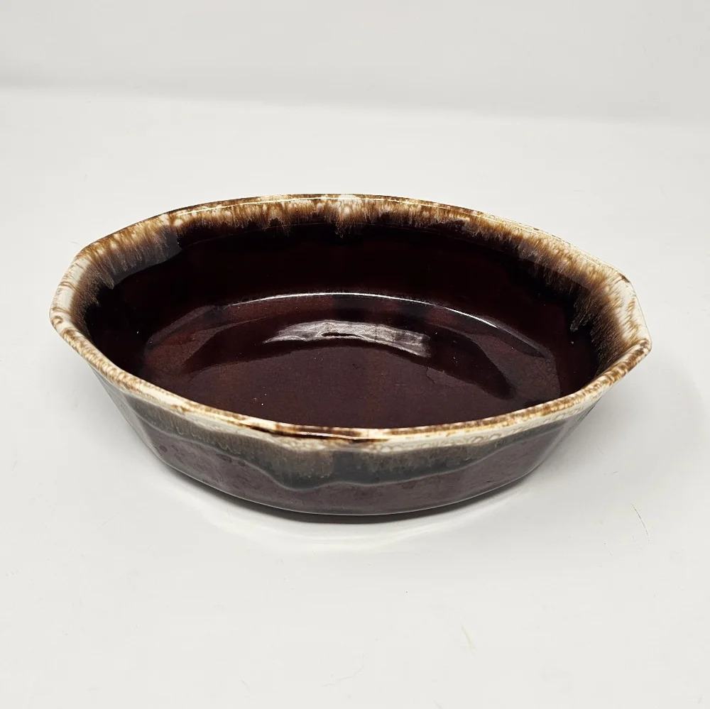 Vintage McCoy Pottery Oven Proof Casserole Dish #7070 Brown Drip Ware Glaze USA